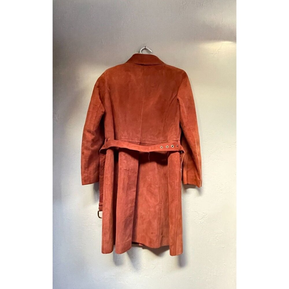 Vintage Kyller Of Sweden Womens Button Down Belted Leather Coat Jacket Brown - Picture 2 of 11